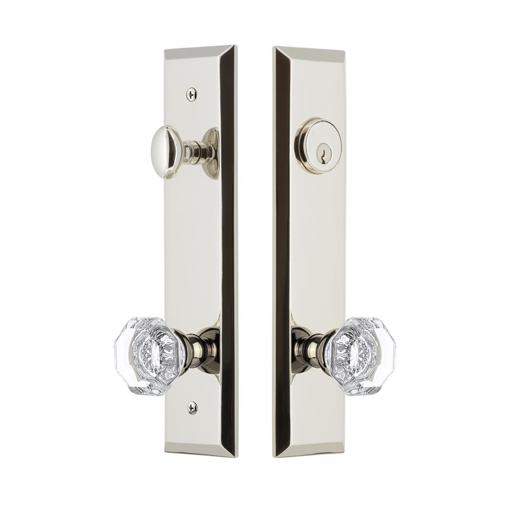 Grandeur by Nostalgic Warehouse FAVCHM Fifth Avenue Tall Plate Complete Entry Set with Chambord Knob in Polished Nickel